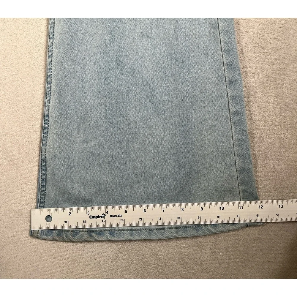 Free People Pull On Flared Jeans Women 33x32‎ Blue Light Wash Elastic Waist